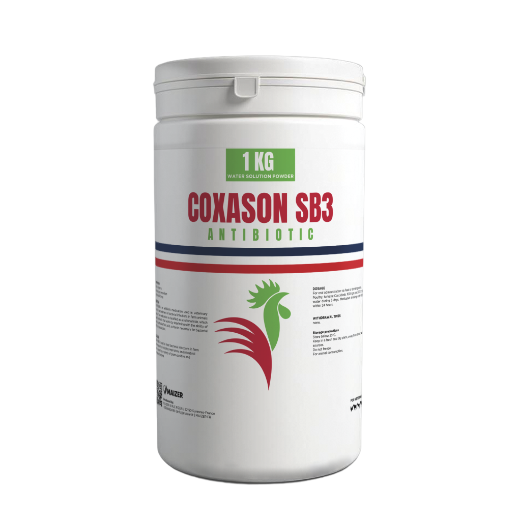 COXASON SB3 veterinary powder with Sulfachloropyrazine sodium monohydrate 300 mg for poultry coccidiosis treatment