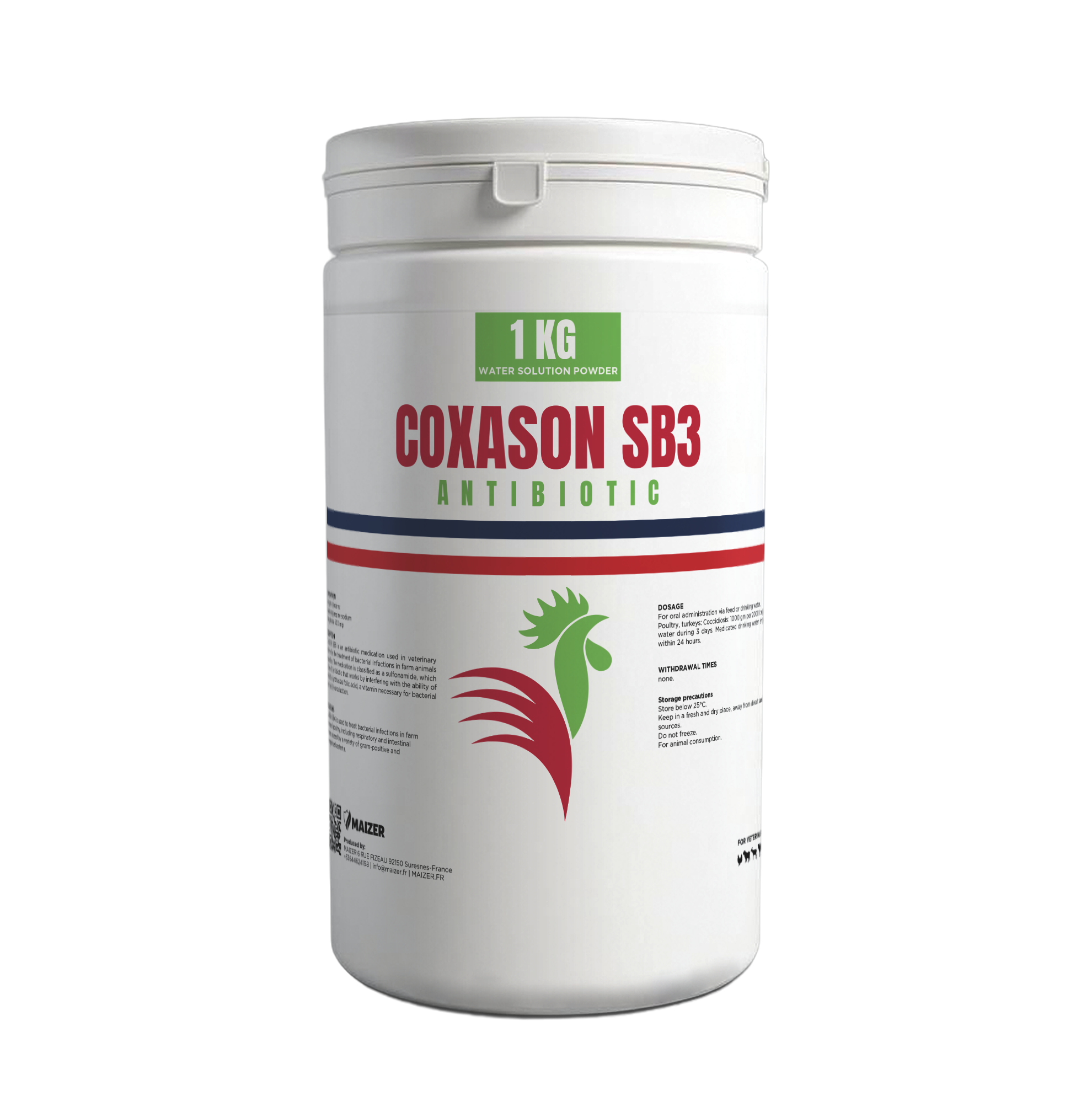 COXASON SB3 veterinary powder with Sulfachloropyrazine sodium monohydrate 300 mg for poultry coccidiosis treatment