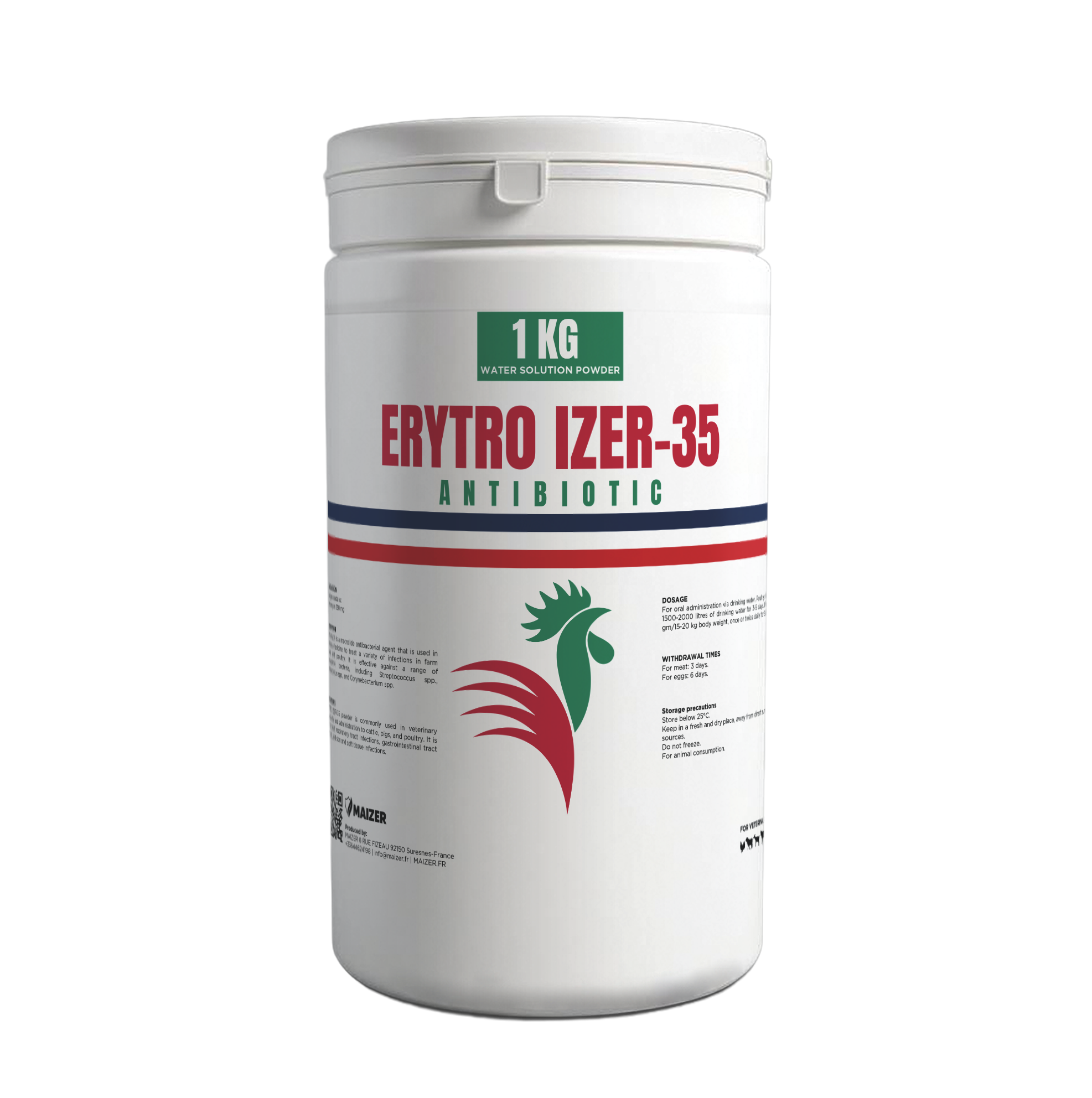 Erythromycin 35% veterinary antibiotic powder for treating Gram-positive bacterial infections in livestock and poultry