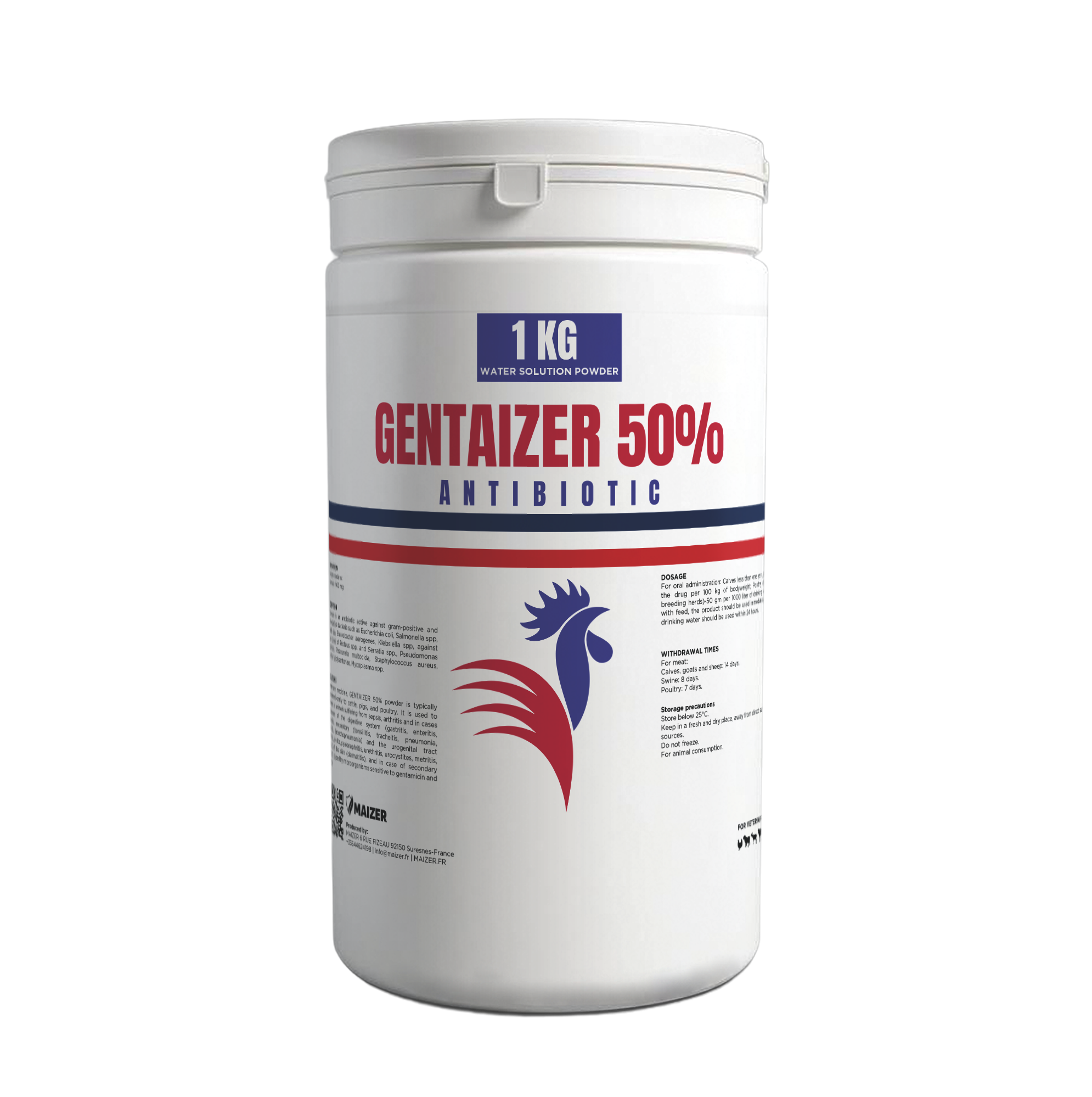 GENTAIZER 50% veterinary antibiotic with Gentamicin 500 mg/g for livestock and poultry, effective against Gram-positive and Gram-negative bacteria