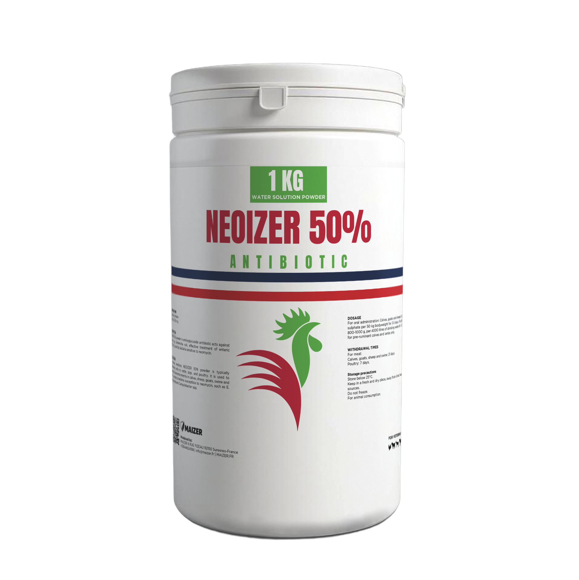 NEOIZER 50% Neomycin veterinary antibiotic powder for treating enteric infections in livestock and poultry