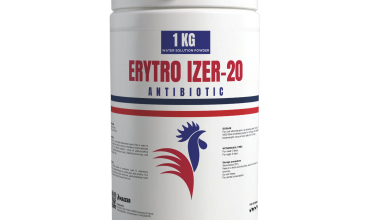 Erythromycin 20% water-soluble veterinary antibiotic powder for poultry and livestock – effective treatment for respiratory and intestinal infections.